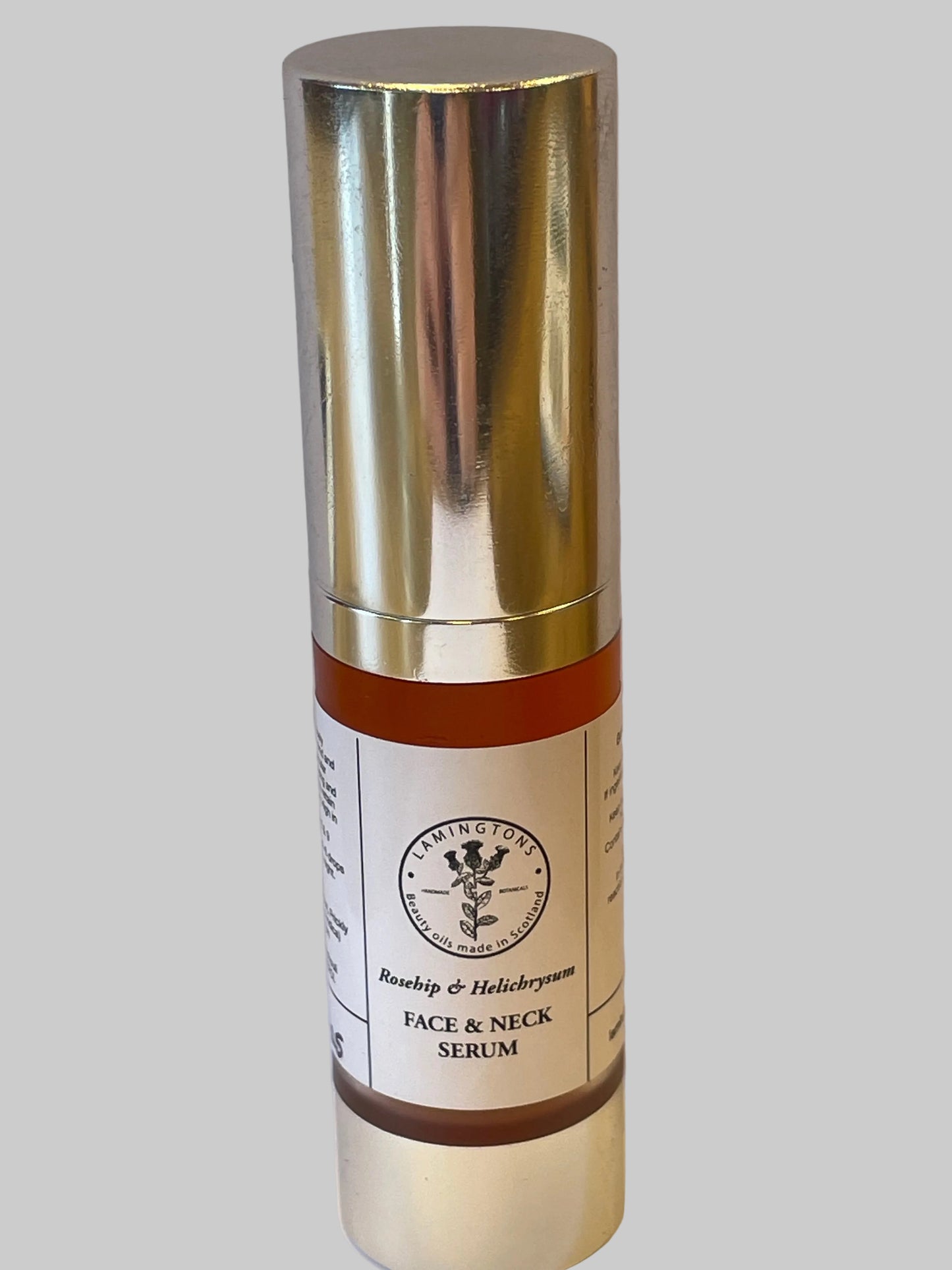 Helichrysun and organic rosehip face and neck serum .