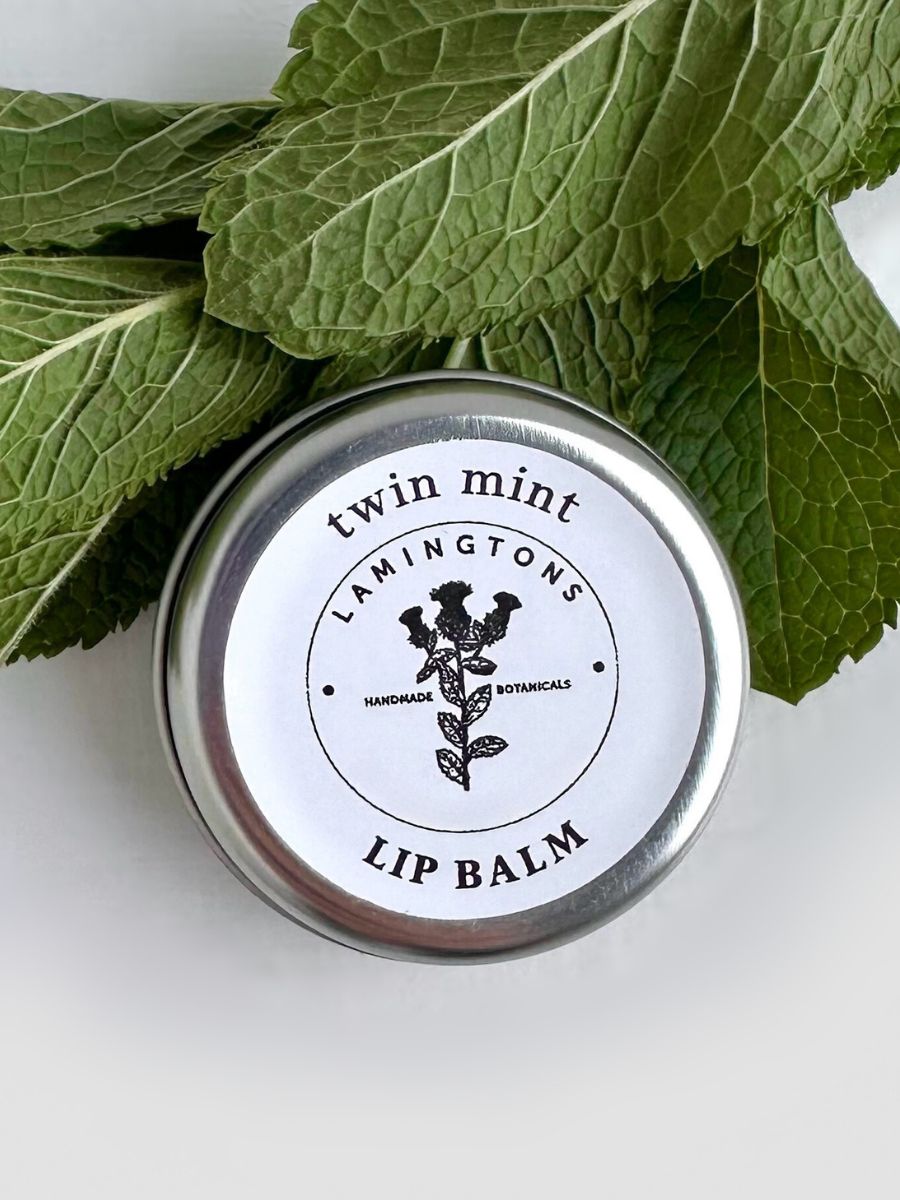 A jar of twin mint lip balm.